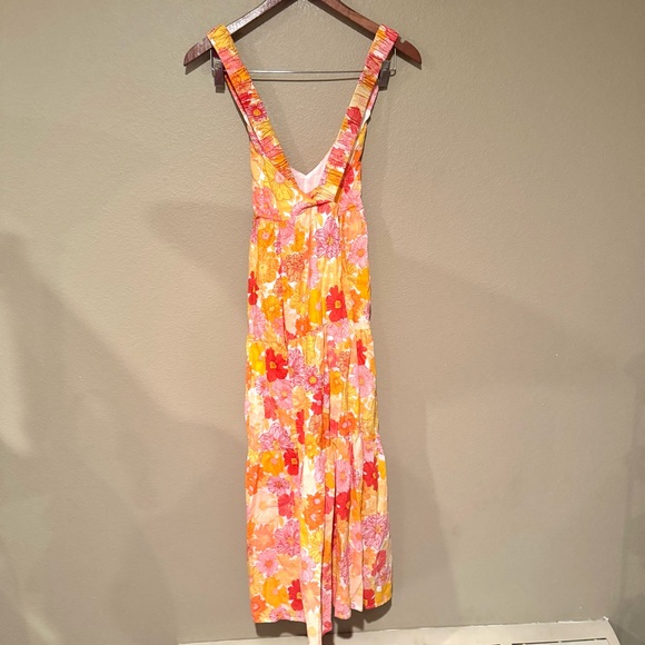 Petal + Pup Bold Vibrant Floral Cross Back V-Neck Maxi Dress Orange Size 2 - Picture 7 of 8